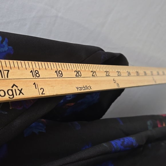 I.N.C. International Concepts Black Floral Print Faux-Wrap Long Sleeve Dress L - Picture 11 of 12